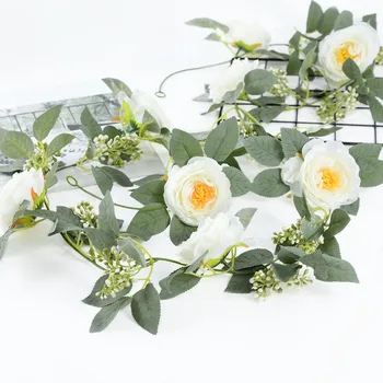 2m Yapay Kamelya Asma İpek Gül Çiçek düğün çelengi Parti Kemer Dekorasyon Bahçe Ev Asılı DIY Sahte Bitki Rattan 7