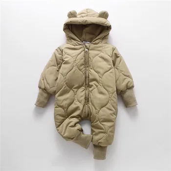 3-24M bebek Kış Kalın Yenidoğan Bebek Kız Erkek Kapşonlu Tulum Pamuk Bebek Giysileri Kıyafet Tulum Sıcak Kar Dış Giyim 3