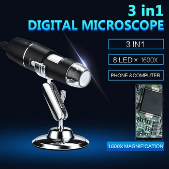 3 in1 Tip-C USB Dijital Mikroskop Kamera 3 Taşınabilir Elektronik Mikroskop Lehimleme İçin LED Büyüteç cep telefonu Tamir İçin