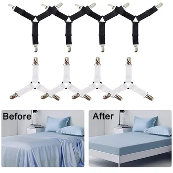 3 Klipler Yatak Köşe Tutucu yatak çarşafı Bağlantı Elemanları Yatak Örtüsü Klipleri Ağır Yatak Çarşafları elastik kayışlar Ayarlanabilir kaymaz 1