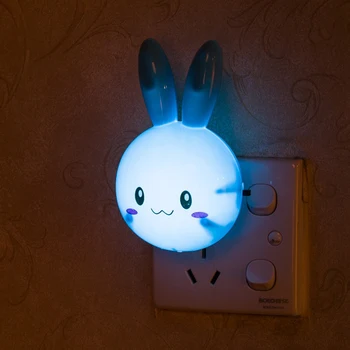 3 Renk LED karikatür tavşan gece lambası anahtarı ON / OFF duvar ışık AC110-220V AB ABD Plug başucu lambası çocuklar çocuklar için bebek hediyeleri