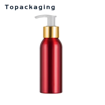 30 adet 100ml altın krem pompası alüminyum kozmetik şişe uçucu kırmızı yuvarlak losyon pompa şişeleri şampuan kozmetik kabı 23