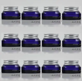 30pcs 15g boş gümüş kapak ile krem kavanoz, cam 15 mavi cam gram örnek için kozmetik kavanoz veya göz krem,15g cam şişe mini  20