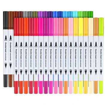 36 Renk keçeli kalemler Suluboya işaretleme kalemleri Çift Sanat Boyama Kalemler Güzel İpucu Fırça İşaretleyiciler DIY Kart Yapımı için 9