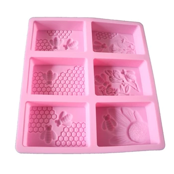 3D Arı Silikon Sabun Kalıpları, Dikdörtgen Petek Kalıpları Arı Kovanı Kek Pişirme Kalıp Ev Yapımı Zanaat için 5