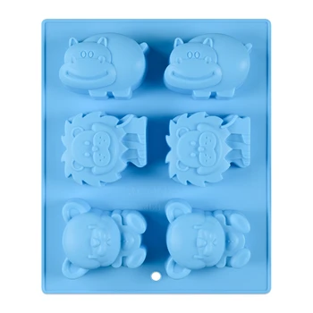 3D Hayvan Silikon kek kalıpları Dekorasyon Ayı Aslan Nehir At silikon kalıp DIY Pişirme Araçları Kalıp Tepsi m228 13