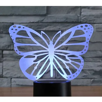 3D LED gece lambası kelebek çiçek 7 renk ışık ile ev dekorasyon için lamba inanılmaz görselleştirme optik Illusion harika 6