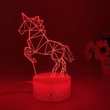 3D Unicorn Masa Lambası Led Gece Lambası Çocuk Odası Dekor için USB Gece Lambası 7 Renk Değiştirme Çocuk Doğum Günü Hediyeleri için erkek Kız 9