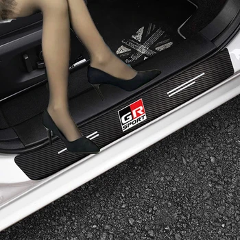 4 adet Araba Karbon Fiber Sticker Oto Kapı Eşiği Koruyucu Çıkartmalar Toyota GR Spor Corolla C-HR C HR Avensis Yaris Araba Styling 8