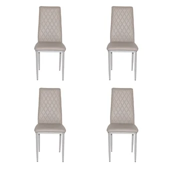 4 adet Retro tarzı yemek sandalyesi otel yemek sandalyesi konferans koltuğu açık hava etkinliği sandalye pu deri yüksek elastik 20