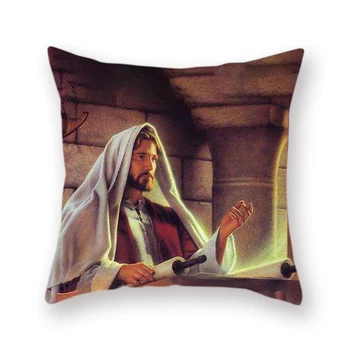 45X45 cm Yağlıboya Ev Dekorasyon Dini Yastık İsa Mesih Portre Sanat Sahte Keten kanepe minder örtüsü Aksesuarları 13