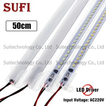 5 adet AC220V LED bar ışığı SMD2835 50cm 72LEDs Yüksek Parlaklık LED tüp Alüminyum alaşımlı PCB LED sert şerit Enerji Tasarrufu LED tüp 2