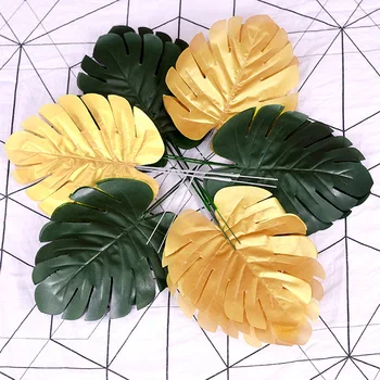 5 Adet Altın Kaplumbağa Yaprak Bitki Yapay Yapraklar DIY Düğün Dekor Arka Plan Çiçek Duvar Düzenleme Ev Partisi Dekoru Sahte Yaprak 5