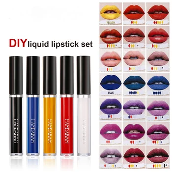 5 Adet DIY Renkler Sıvı Lipgloss Seti Pigment Dudak Parlatıcısı Dudak Yağı Su Geçirmez Ruj Nemlendirici Temizle Tonu Makyaj Güzellik