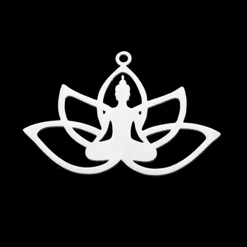 5 adet / grup 316 Paslanmaz Çelik Yoga Lotus DIY Küpe Kolye Charm Toptan Fabrika Fiyatları Takı Kolye Yapımı Takılar 6