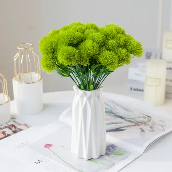 5 Adet / grup yapay çiçekler Yeşil Plastik Karahindiba Ev Ürünleri Ev Dekor Düğün Gelin Aksesuarları Sahte Bitkiler 21