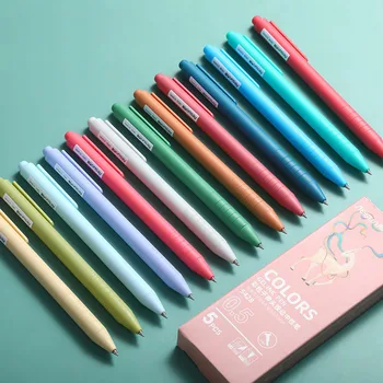 5 adet Jel Kalem Seti Renkli Mürekkep 0.5 mm Öğrenci Yazma Sevimli Kalem Okul Malzemeleri Ofis Boyama İşaretleyici Kırtasiye Tükenmez Kalem 11