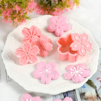 5 adet / takım Sakura kurabiye kesici Bisküvi Kalıp Damga DIY Pembe Kiraz Çiçeği Çiçek Kalıp Fondan Kek Mutfak Pişirme Dekorasyon Aracı 1