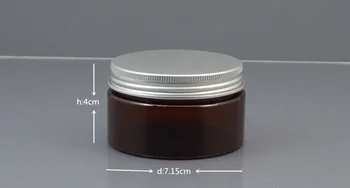 50 adet 3.5 oz Amber Plastik Kozmetik Kavanoz PET Doldurulabilir serum şişesi Alüminyum Kapaklı 100g Konteyner Vidalı Üst Banyo Tuzu Kapları 17