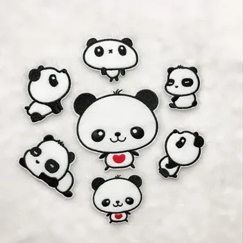 50 adet / grup nakış yamalar giyim dekorasyon aksesuarları sevimli hayvanlar Panda Dıy demir ısı transferi aplike