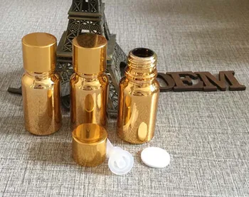 50 adet toptan 10 ml Yüksek sıcaklık altın kaplama uçucu yağ şişesi, alüminyum vidalı kapaklı 10 ml altın uçucu yağ kabı 14