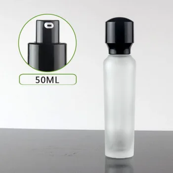 50 ml buzlu cam şişe siyah pompa için serum / losyon / emülsiyon / vakıf karmaşık kurtarma cilt bakımı kozmetik ambalaj 21