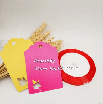 50 Ppcs ücretsiz kargo Lazer Kesim Akçaağaç yaprağı desen Inci Kağıt Mesaj Kartı giysi etiketi Isim kartı Düğün Iyilik Parti Dekorasyon 21