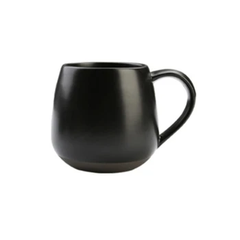 500 ML Büyük Kapasiteli Seramik Kahve kapaklı kupa Siyah Porselen kahve kupaları ve bardaklar Süt çay bardağı Seramik kaşıklı kupa 0.4 L