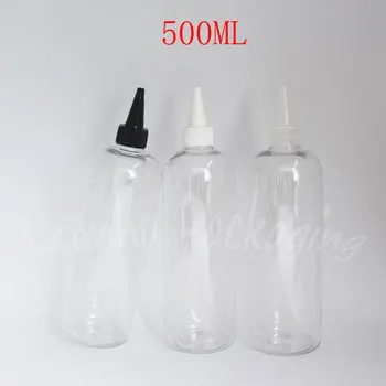 500ML Şeffaf Yuvarlak Plastik Şişe Sivri Ağız Kapağı, 500CC Makyaj Alt şişeleme, Reçel / Losyon Ambalaj Şişesi 18