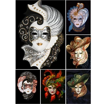5D DIY Elmas Boyama Maskesi Portre Çapraz dikiş Kiti Tam Matkap Nakış Mozaik sanat resmi Rhinestones El Sanatları Ev Dekorasyonu 13