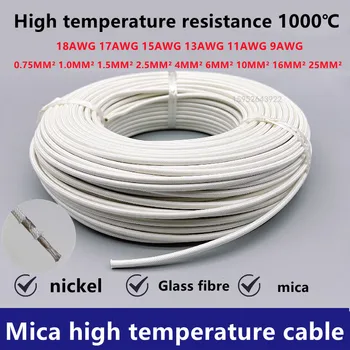 5M Saf nikel yüksek sıcaklık kablosu 2.5mm2 1mm2-25mm2 mika örgülü 18awg-6awg yanmaz tel elektromanyetik ısıtma kablosu 9