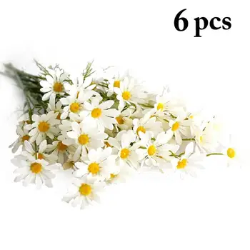 6 Adet/takım Plastik yapay çiçekler Buket Gerçekçi Sahte Papatya Çiçek Dekorasyon Düğün Nişan Parti Etkinlikleri İçin 22