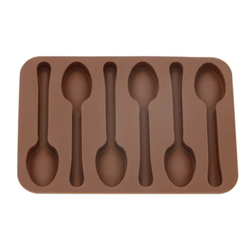 6 Kavite Silikon Kaşık Çikolata Kalıp Kahverengi Şeker Yapma Kalıp DIY Özel Bakeware Araçları Dondurma Tepsi Küp Kek Kalıp 6 cep 5
