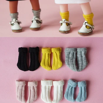 6 Pairs İplik Çorap Esnek Sevimli Çorap blythe doll için ob11 1/12 bjd bebek aksesuarları bebek giysileri 10