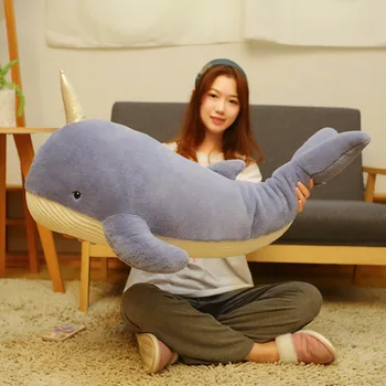 60-120cm Yumuşak Dev Köpekbalığı Yunus peluş oyuncak Yastık Kucaklama Yastık Uyku Doldurulmuş Hayvan Kawaii Peluş Hediye Çocuklar Yetişkinler İçin