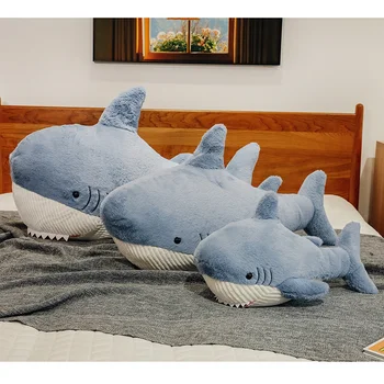 60/90cm Yeni Simülasyon Deniz Yaratık Köpekbalığı peluş oyuncak Süper Sevimli Bebek Yumuşak Doldurulmuş Hayvanlar Ev Dekor çocuk oyuncakları doğum günü hediyesi