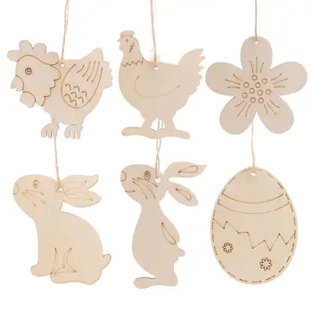 60 adet Ahşap Etiketleri Yuvarlak Yumurta Tavşan Çiçek Yaratıcı Ev Dekorasyonu Sanat Zanaat Süsler El Yapımı DIY Ağacı Paskalya Parti Iyilik 8