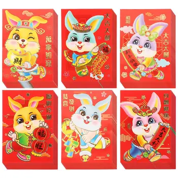 60 adet Çin Yeni Yılı Kırmızı Zarflar Tavşan Yıl Para Paketleri Yeni Yıl Malzemeleri Tavşan Sikke Altın Tavşan Kırmızı Çanta Fayda Kapağı 21