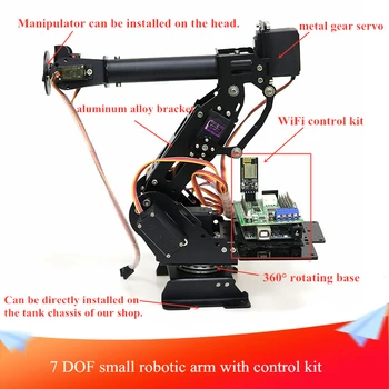 7 SERBESTLIK DERECELI Küçük Robotik Kol Kontrol Kiti ve 7 adet Metal Dişli Servo alüminyum alaşımlı malzeme Arduino için DIY Akıllı Robot Projesi