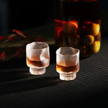 70ml Mini viski bardağı Bardak Japon Düzensiz Sanat şarap kadehi tasarımcı bardağı Buzlu Kristal Sake Bardak Shot Cam Dropshipping 7