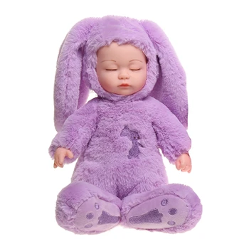 77HD 13 inç Bebek Tavşan Bebek Peluş Reborns Bebek doğum günü hediyesi Gerçek ve Yumuşak Dokunuşlu Bebek Oyuncak w / Güzel Vinil Yüz Çocuklar Hediye 9