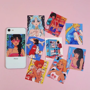 9 adet / torba Sevimli anime kız çıkartmalar DIY scrapbooking telefon günlüğü albümü günlüğü mutlu planı dekorasyon çıkartmaları 11