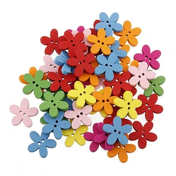 Ahşap Düğmeler Düğme Çiçek Erik Düz Delik Petal Karalama Defteri Dekorasyon Dikiş Ceket  15