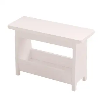 Ahşap Minyatür Dolap Tabure mobilya seti Modern El Yapımı Beyaz 1/12 Dollhouse Aksesuar DIY Sahne Dekor Oyuncak 10