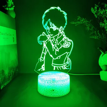 Akrilik 3D Led Gece Lambası Eren Yeager Şekil yatak odası dekoru Gece Lambası USB 5V Akülü Lamba Shingeki hiçbir Kyojin Hediyeler