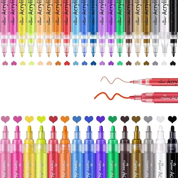 Akrilik Kaya işaretleme kalemleri Su Geçirmez 35 Renk Kaya boyama seti 0.7 Mm Ve 3Mm İpucu keçeli kalem Cam işaretleme kalemleri 9