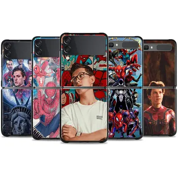 Akıllı Telefon Coque Samsung Galaxy X Flip3 Flip 5G Durumda Sert Siyah PC Kapak Örümcek Adam Peter Parker 21