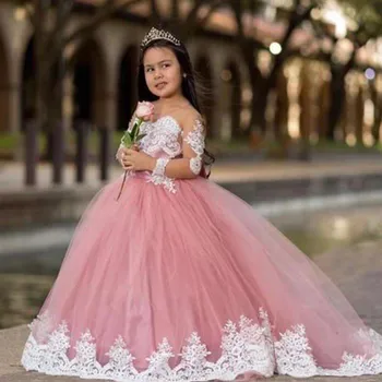 Allık Pembe Çiçek Kız Elbise Düğün için Yenidoğan Bebek Kız Prenses Parti Elbise Bebek Vaftiz Elbisesi Doğum Günü Noel 16