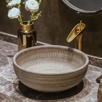Altın Tezgah Üstü porselen lavabo banyo lavaboları seramik lüks lavabolar altın 21