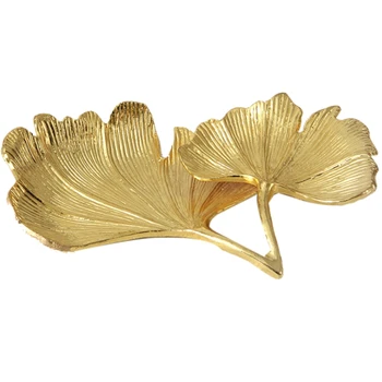 Altın Yaprak Ginkgo Biloba Yaprağı Dekoratif Tepsi Altın Takı Tepsisi Masası Dekoratif Çanak Organizatör Tepsi Yüzük Kolye İçin 18